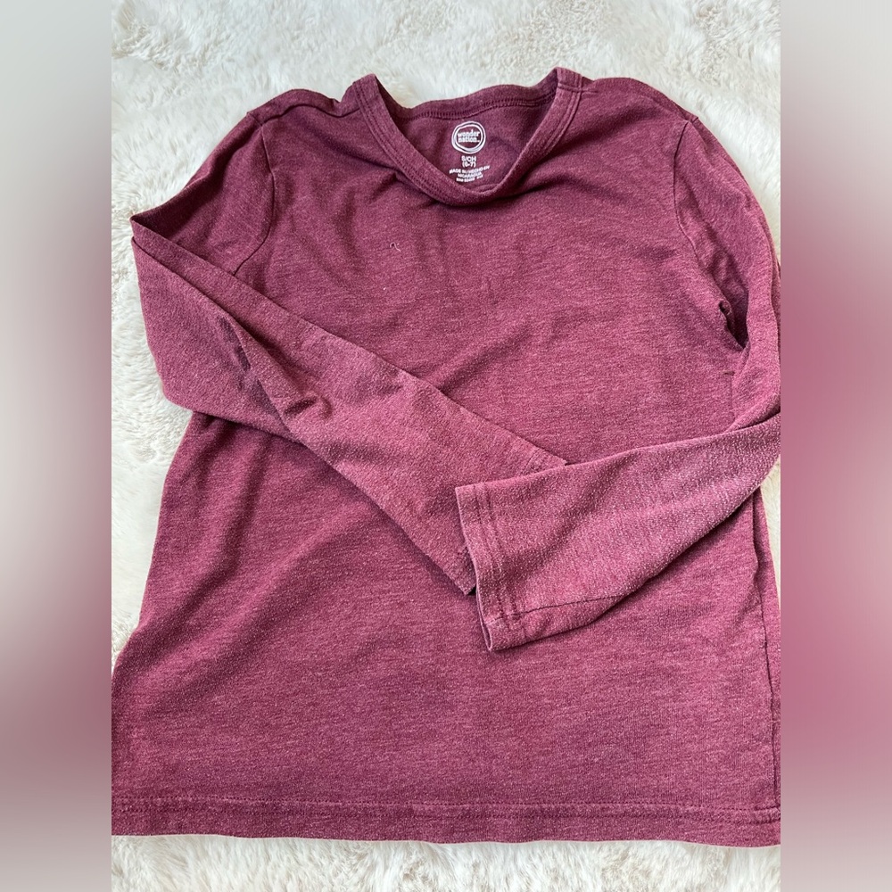 Wonder Nation. Maroon boys long sleeve tee.  Small (6/7).